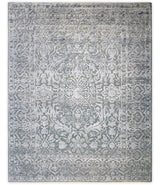 Modern Silver And Gray Hand Knotted Bamboo Silk 8x10 Area Rug