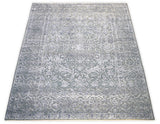 Modern Silver And Gray Hand Knotted Bamboo Silk 8x10 Area Rug