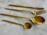 Modern Sleek Gold Flatware, Set of 16-Parc Decor