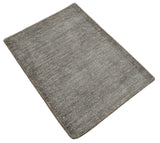 Modern Solid 2x3 Gray Hand Knotted Entryway Silk Area Rug