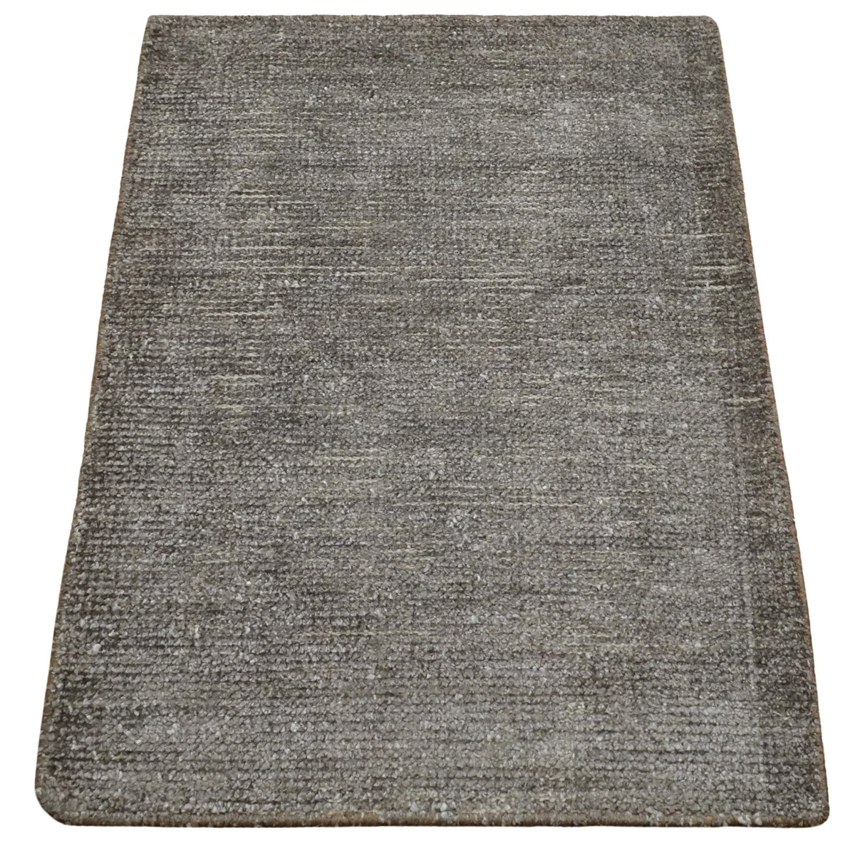 Modern Solid 2x3 Gray Hand Knotted Entryway Silk Area Rug
