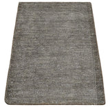 Modern Solid 2x3 Gray Hand Knotted Entryway Silk Area Rug