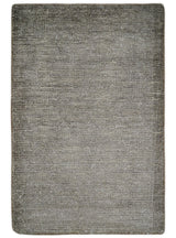 Modern Solid 2x3 Gray Hand Knotted Entryway Silk Area Rug