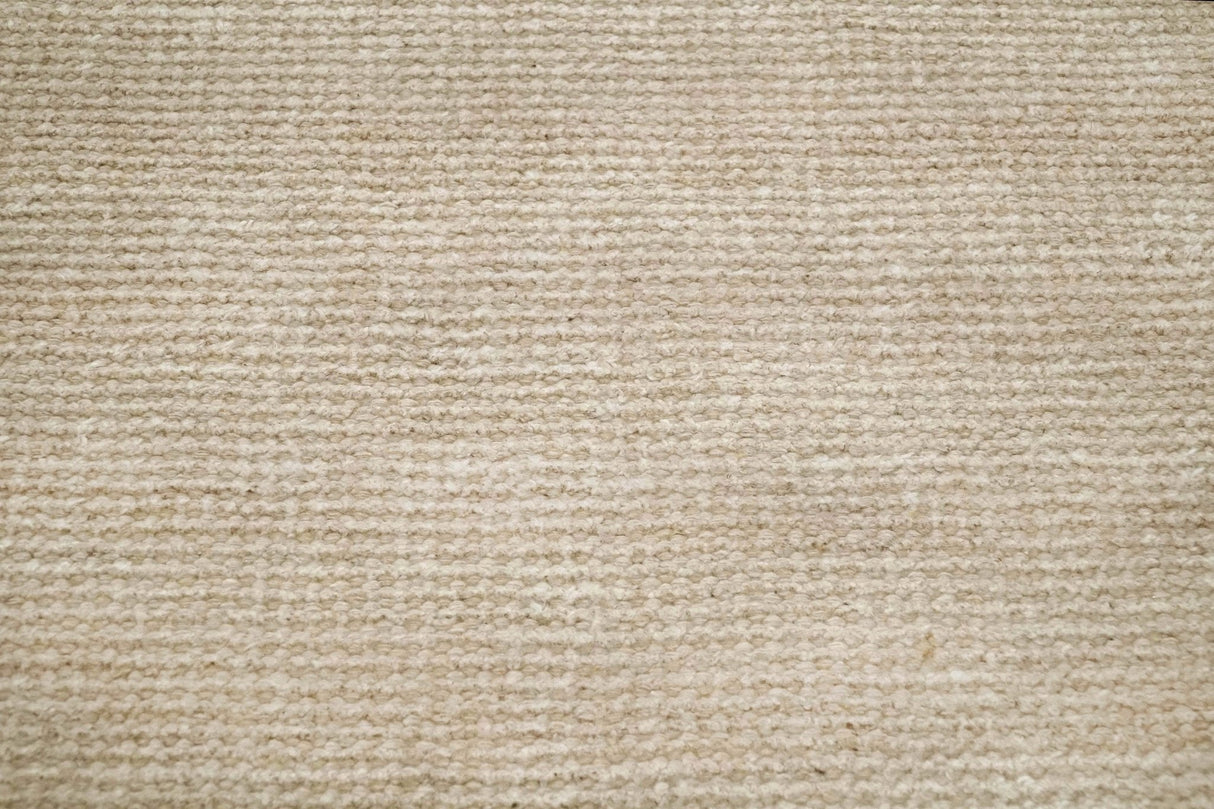 Modern Solid Beige Hand Woven Wool Area Rug