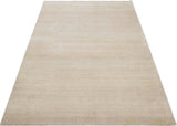 Modern Solid Beige Hand Woven Wool Area Rug