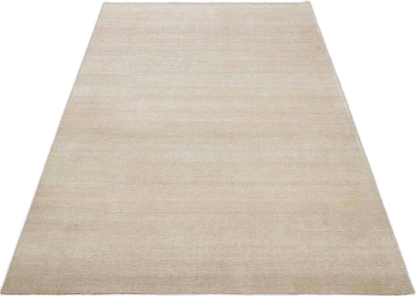 Modern Solid Beige Hand Woven Wool Area Rug