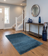 Modern Solid Blue 2x3 Hand Knotted Bamboo Silk Rug