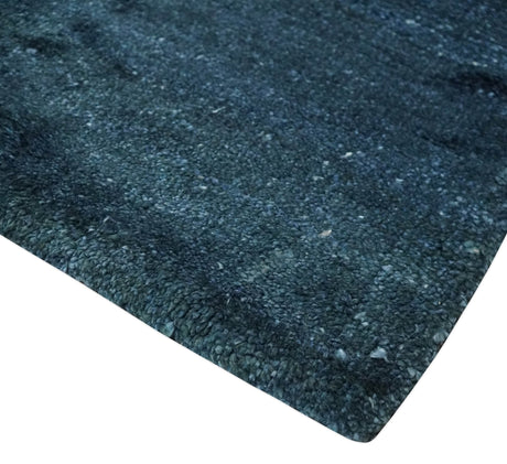 Modern Solid Blue 2x3 Hand Knotted Bamboo Silk Rug