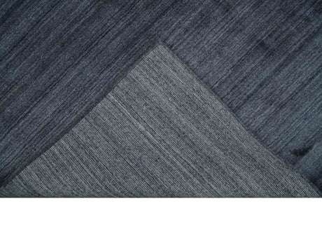 Modern Solid Blue 5x7 Blended Bamboo Silk Hand Woven Area Rug