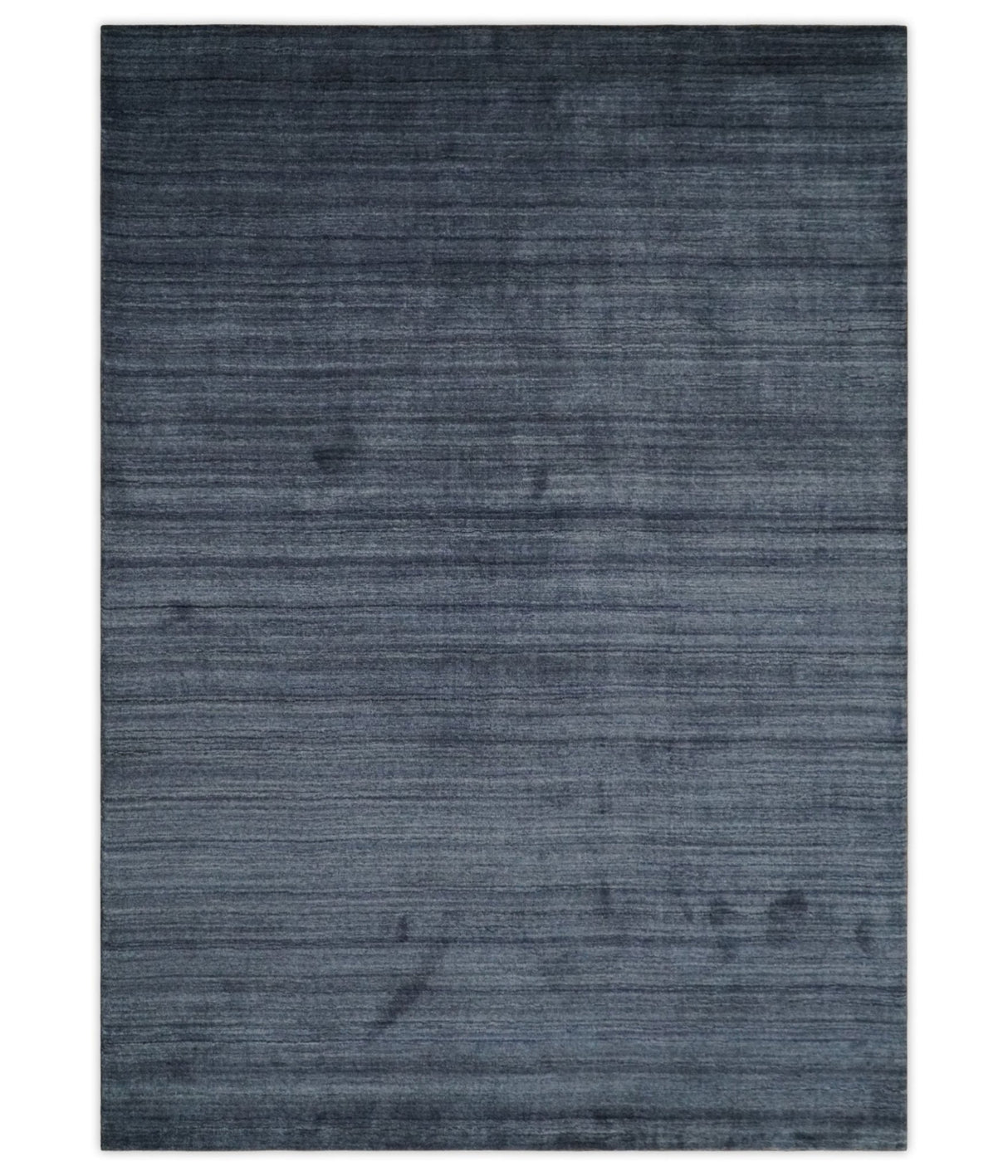 Modern Solid Blue 5x7 Blended Bamboo Silk Hand Woven Area Rug