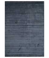 Modern Solid Blue 5x7 Blended Bamboo Silk Hand Woven Area Rug