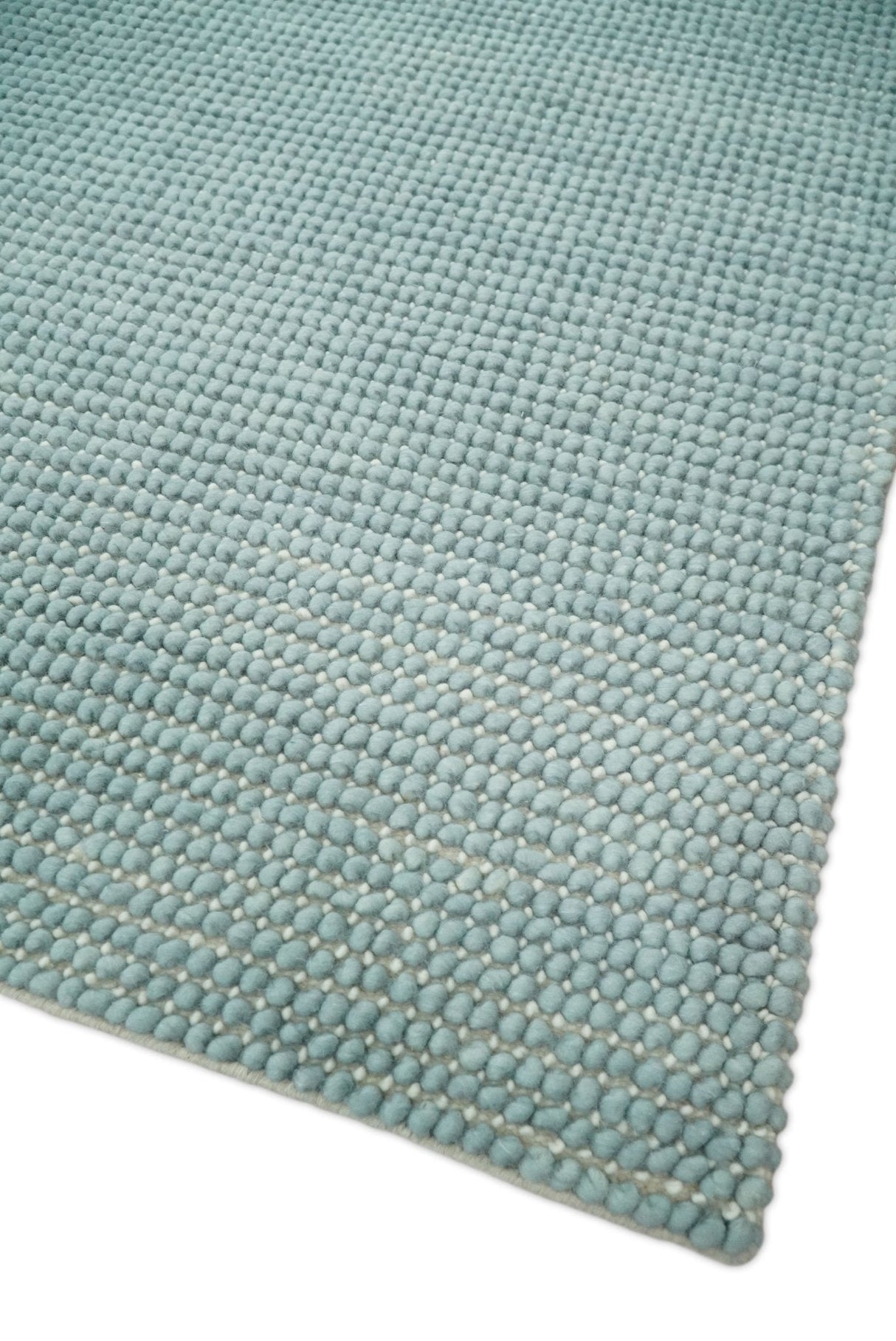Modern Solid Blue Design Handmade Wool Area Rug