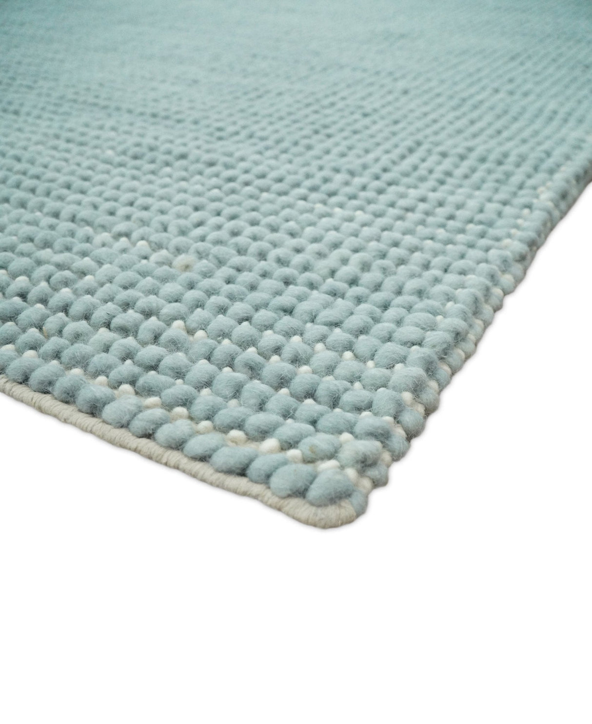 Modern Solid Blue Design Handmade Wool Area Rug