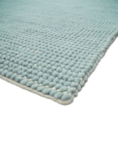 Modern Solid Blue Design Handmade Wool Area Rug