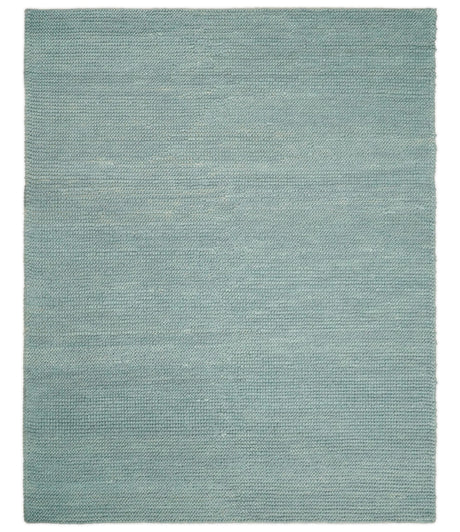 Modern Solid Blue Design Handmade Wool Area Rug