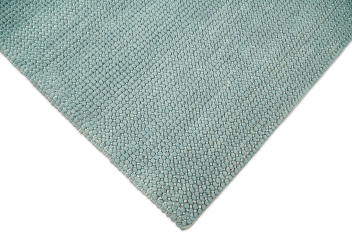 Modern Solid Blue Design Handmade Wool Area Rug