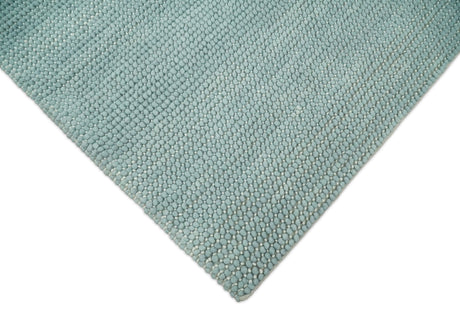 Modern Solid Blue Design Handmade Wool Area Rug