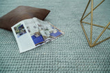 Modern Solid Blue Design Handmade Wool Area Rug