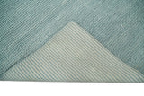 Modern Solid Blue Design Handmade Wool Area Rug
