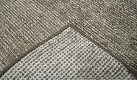 Modern Solid Brown 2x3 Hand Knotted Bamboo Silk Rug