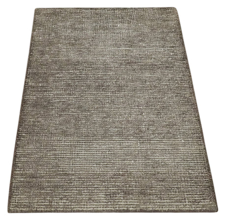 Modern Solid Brown 2x3 Hand Knotted Bamboo Silk Rug