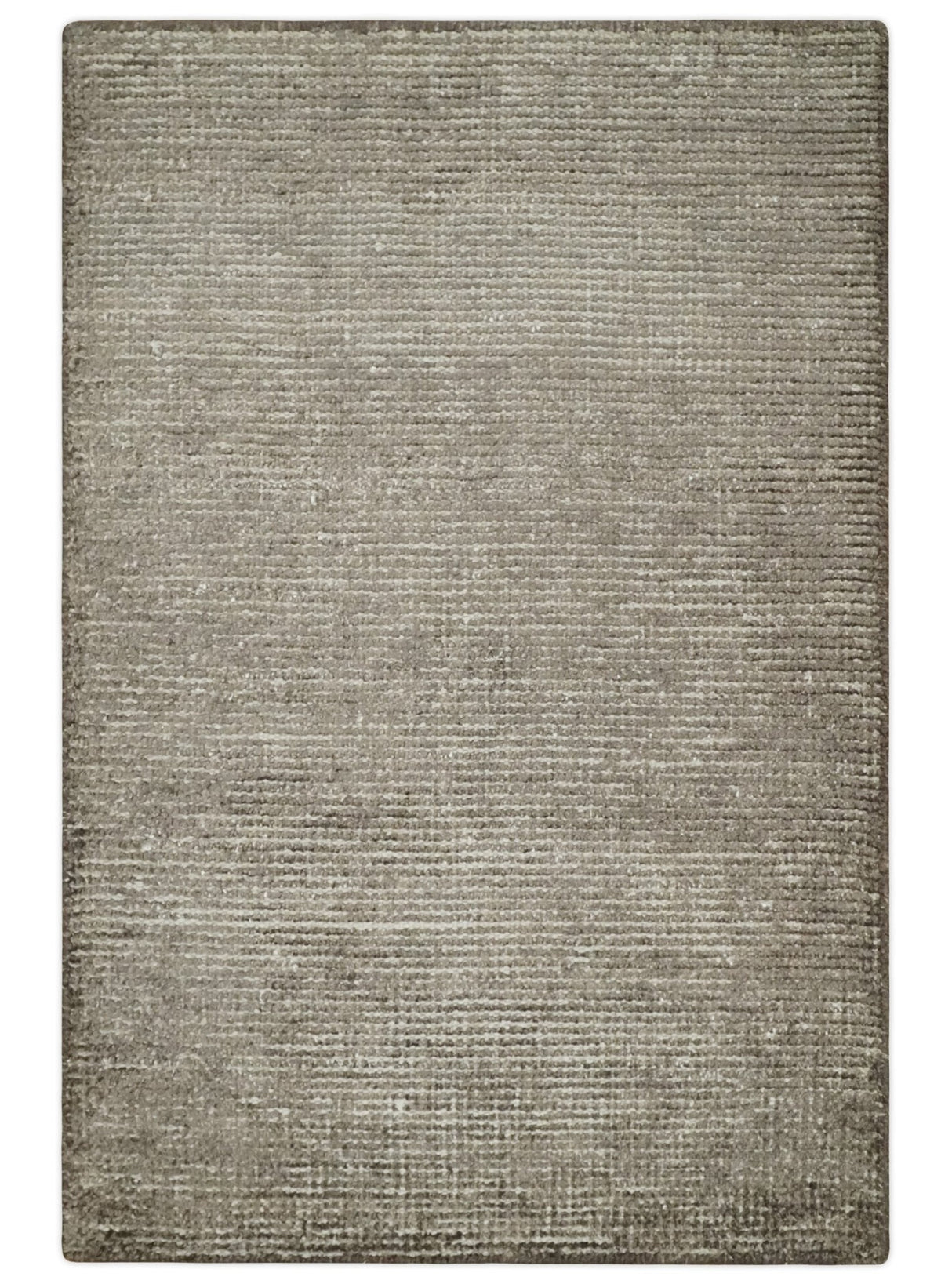 Modern Solid Brown 2x3 Hand Knotted Bamboo Silk Rug