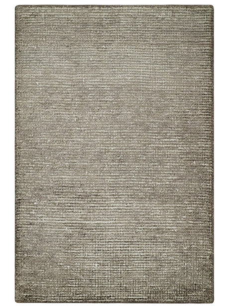 Modern Solid Brown 2x3 Hand Knotted Bamboo Silk Rug