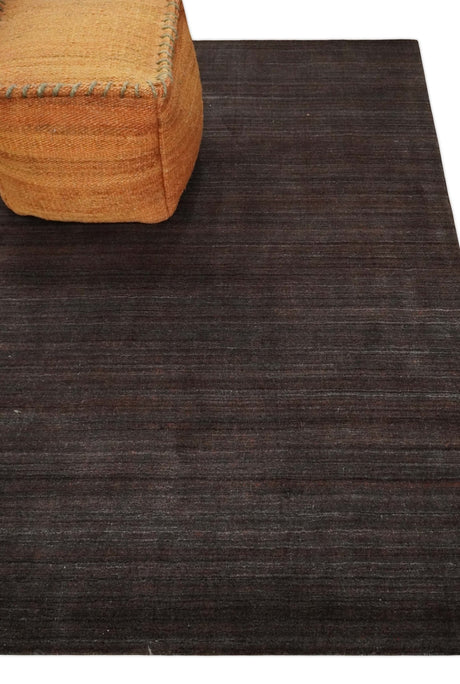 Modern Solid Brown 5x7 Blended Wool Flatwoven Area Rug