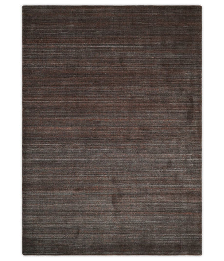 Modern Solid Brown 5x7 Blended Wool Flatwoven Area Rug