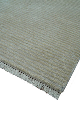Modern Solid Design Beige Hand Knotted Wool And Silk Rug