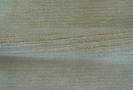 Modern Solid Design Beige Hand Knotted Wool And Silk Rug