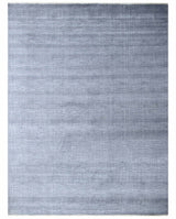 Modern Solid Design Blue Hand Knotted Wool 8x10 Area Rug