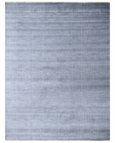 Modern Solid Design Blue Hand Knotted Wool 8x10 Area Rug