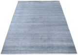 Modern Solid Design Blue Hand Knotted Wool 8x10 Area Rug
