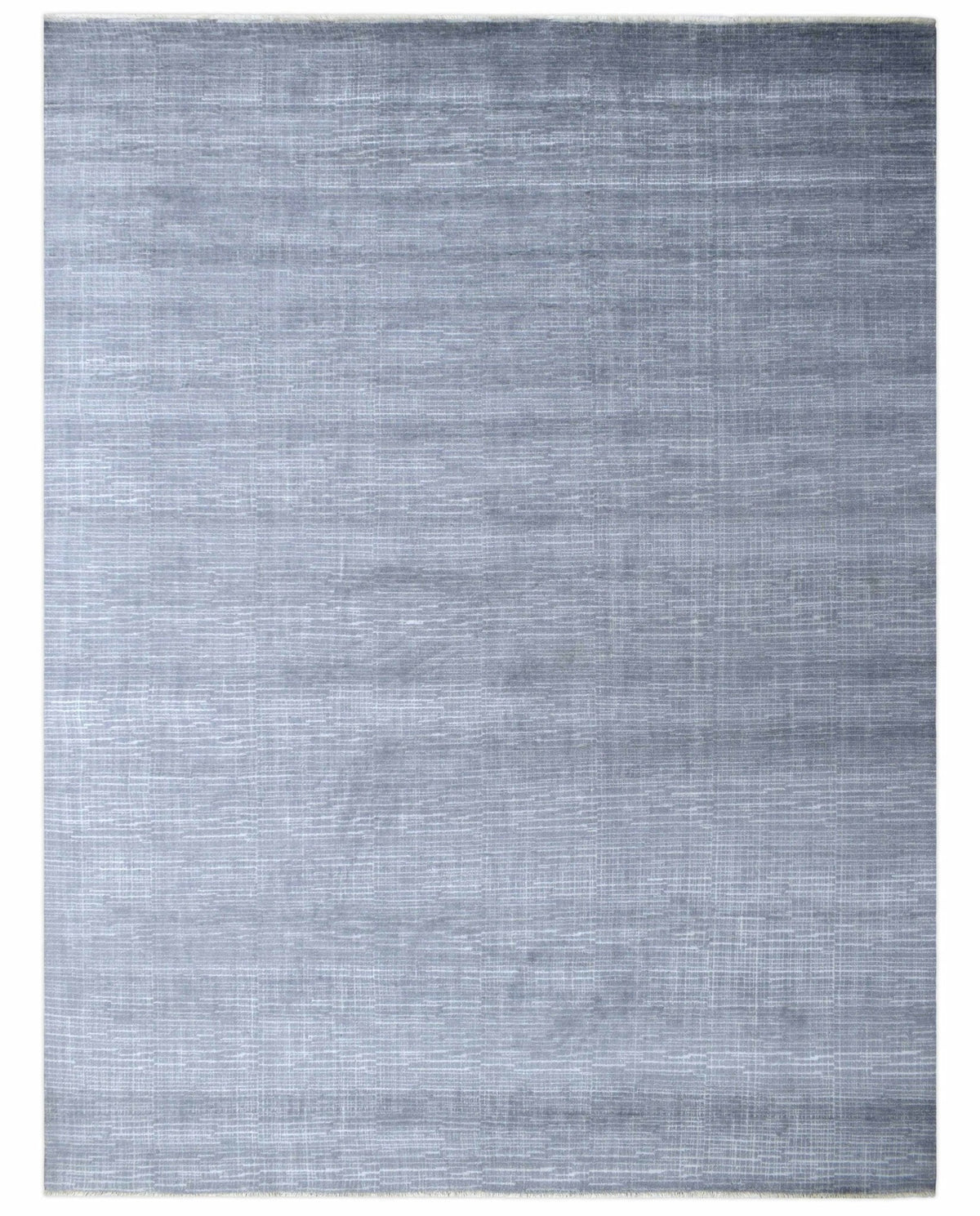 Modern Solid Design Blue Hand Knotted Wool 8x10 Area Rug