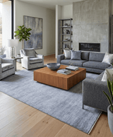 Modern Solid Design Blue Hand Knotted Wool 8x10 Area Rug