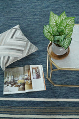 Modern Solid Design Blue Hand Tufted Wool Area Rug