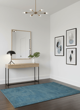 Modern Solid Design Gray And Blue 5x8 Hand Knotted Wool Area Rug