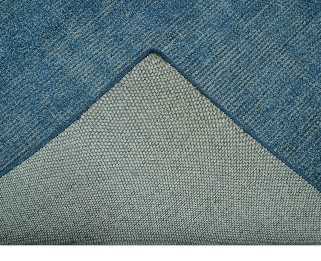 Modern Solid Design Gray And Blue 5x8 Hand Knotted Wool Area Rug