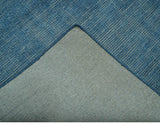 Modern Solid Design Gray And Blue 5x8 Hand Knotted Wool Area Rug