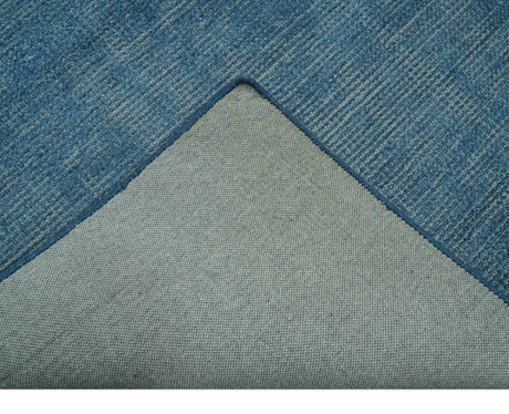 Modern Solid Design Gray And Blue 5x8 Hand Knotted Wool Area Rug