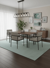 Modern Solid Design Green And Blue 5x8 Hand Knotted Wool Area Rug