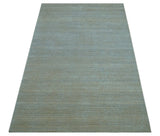 Modern Solid Design Green And Blue 5x8 Hand Knotted Wool Area Rug