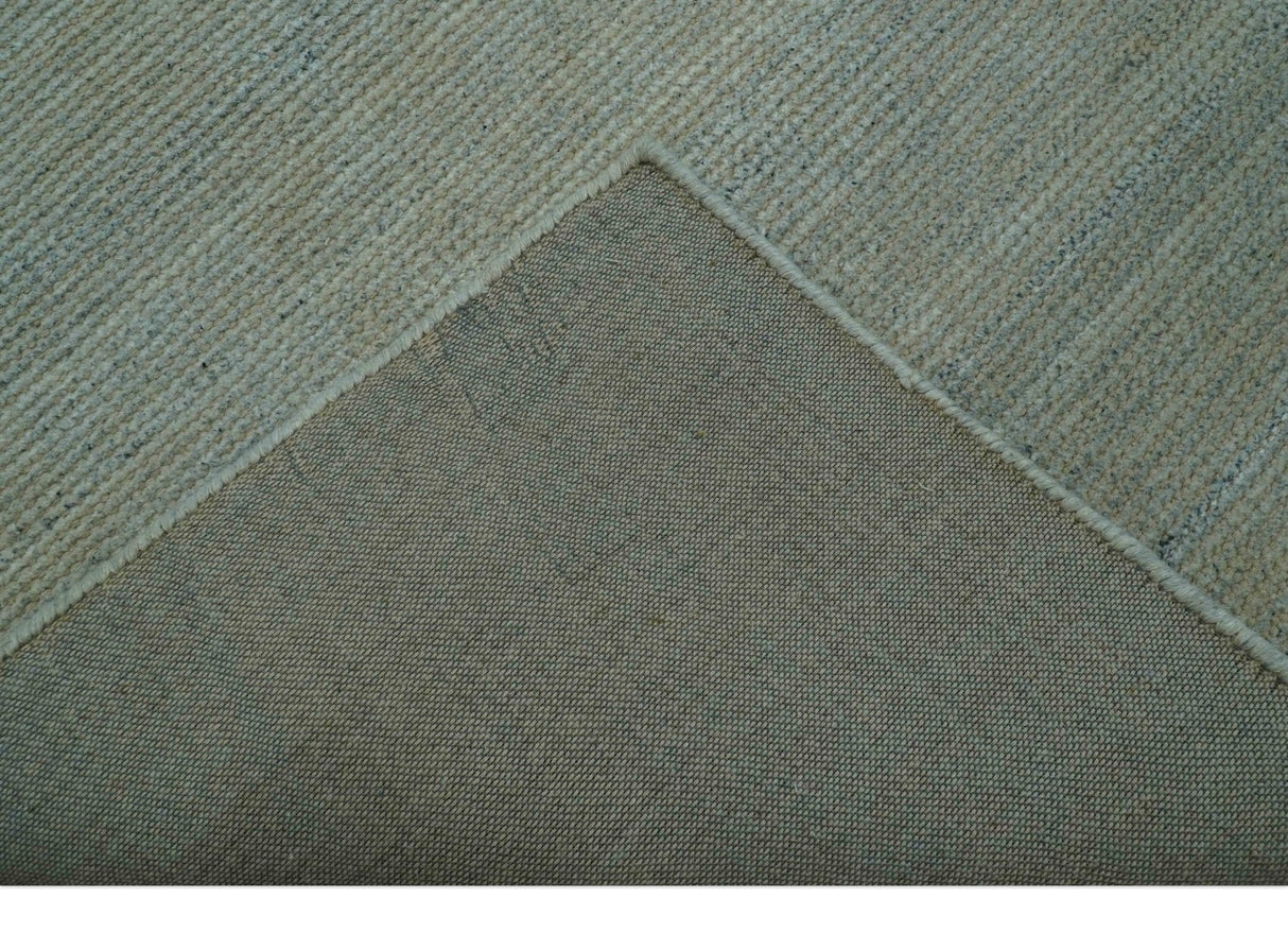 Modern Solid Design Green And Blue 5x8 Hand Knotted Wool Area Rug