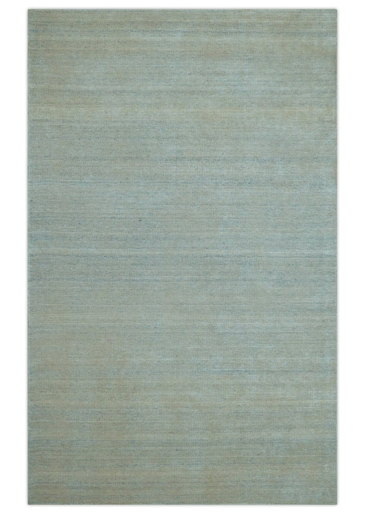 Modern Solid Design Green And Blue 5x8 Hand Knotted Wool Area Rug