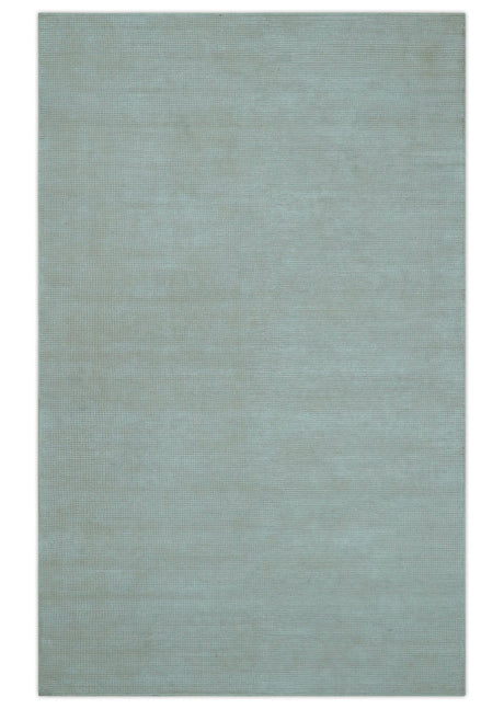 Modern Solid Design Ivory 5x8 Hand Woven Wool Area Rug