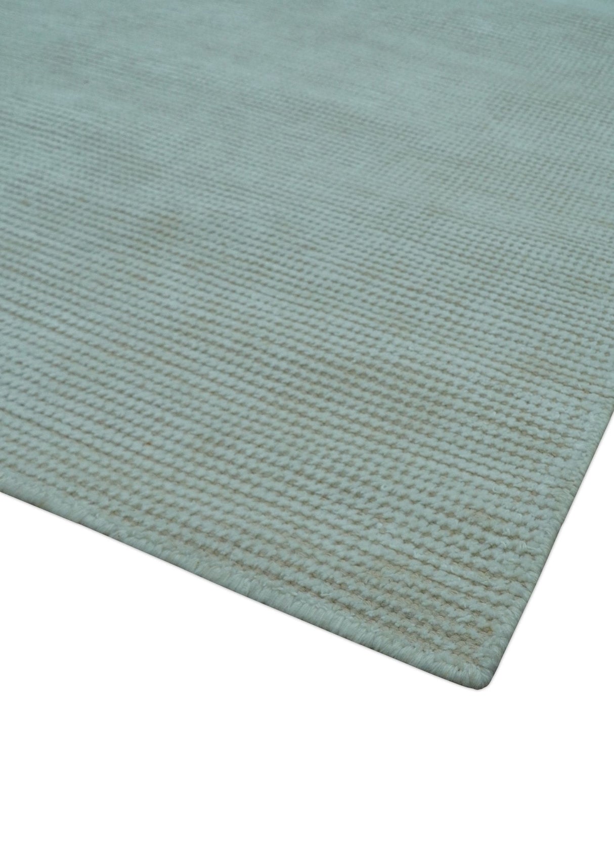 Modern Solid Design Ivory 5x8 Hand Woven Wool Area Rug