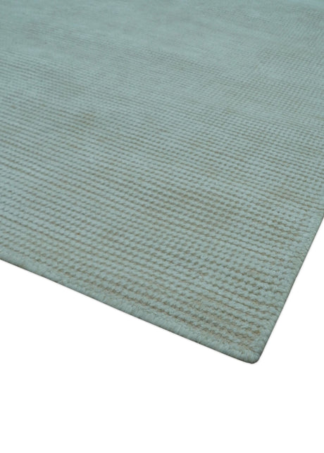 Modern Solid Design Ivory 5x8 Hand Woven Wool Area Rug