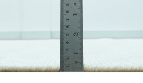Modern Solid Design Ivory 5x8 Hand Woven Wool Area Rug