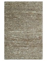 Modern Solid Design Natural Brown Hand Knotted Wool Rug